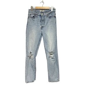 Levi’s Wedgie Straight Light Wash Distressed Jeans Size 29